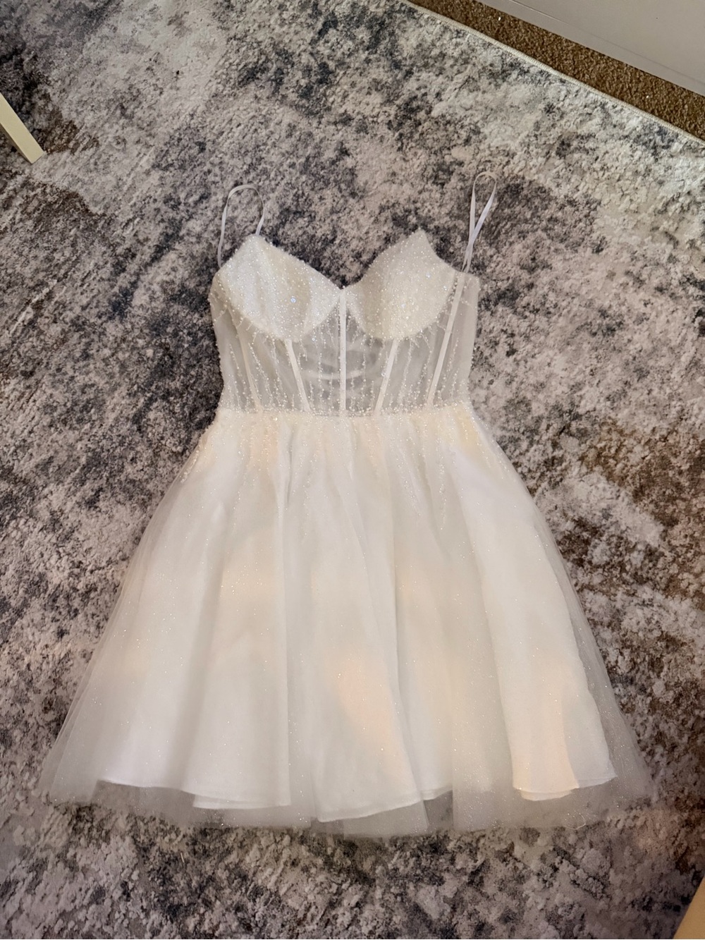 Sparkling White Tulle Corset Mini Dress